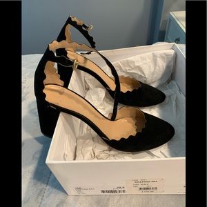 Chloe Lauren block heel ankle strap d’orsay pumps 39.5